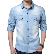 Factory OEM Men Denim Long Sleeve Shirts Cotton Jeans Shirts